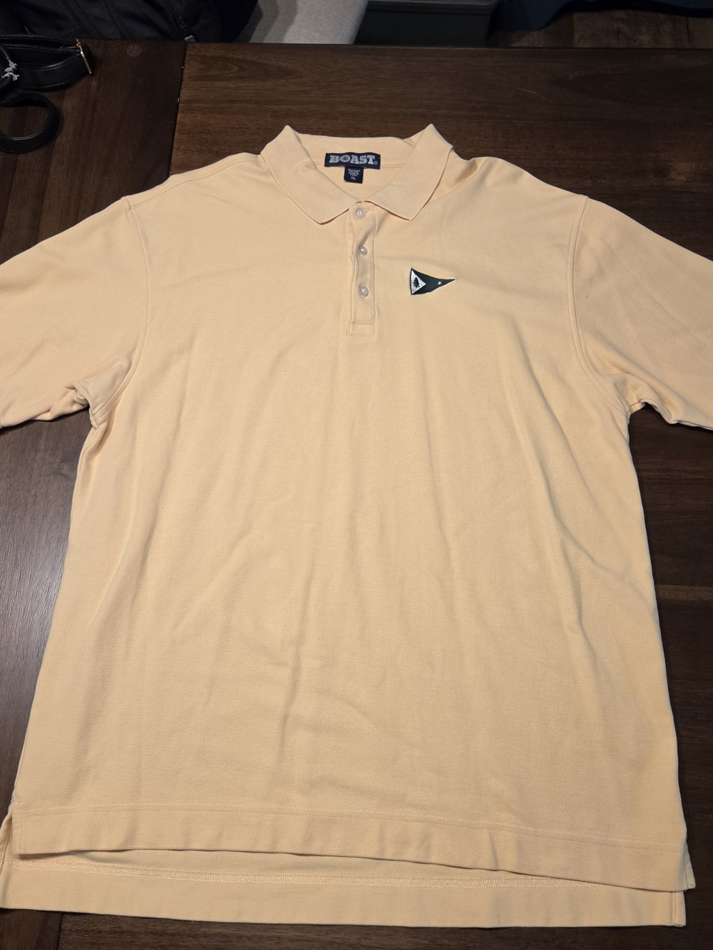 Boast Pima Cotton Polo Shirt Mens XL Yellow Short Sleeve Embroidered Pennant Log